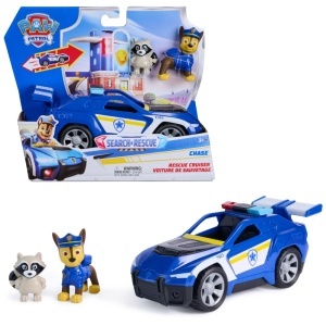 Masina de salvare PAW PATROL Chase cu figurine, 15 cm, cu mecanism de retragere