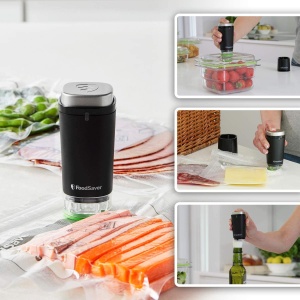Masina de sigilat in vid cu acumulator FoodSaver pentru sigilarea alimentelor cu statie de incarcare | Mini aparat de sigilat in vid cu 1 recipient pentru conservare si marinare si 5 aparate de sigilare in vid cu pastrare proaspata [VS1199X] - Img 3
