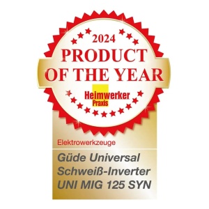 Masina de sudura universala Gude Uni-Mig 125 SYN (230 V, 4 in 1, 120 A max. curent de sudare, 20-120 A obisnuit, incl. suport pentru electrod, pachet de furtun, clema de masa, ciocan de zgura, scut de sudura si sarma cu miez) - Img 6