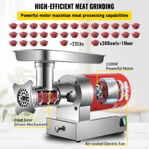 Masina de tocat carne electrica VEVOR 1100 W 300 kg/h, 180 rpm cu 2 placi de macinat Set carnati, pentru sarcini grele Comercial Comercial - Img 4