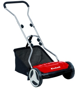 Masina de tuns iarba manuala Einhell GE-HM 38 S-F (latime de taiere de 38 cm, tehnologie de taiere fara contact, ax de tuns iarba cu articulatie sferica, roti mari, colector de iarba de 26L) - Img 1