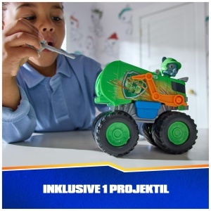 Masinuta PAW Patrol Rescue Wheels Rocky Monster Truck Verde cu Figurina si Proiectil - Img 3