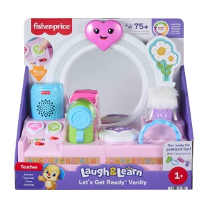 Masuta de machiaj interactiva Fisher-Price cu 4 accesorii, 75 melodii, multi-lingv - Img 6