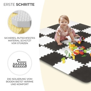 Matele de joaca Kinderkraft LUNO, 30 Piese, 150x180 cm, Negru si Alb - Img 3