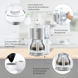 Melitta Look Perfection - Filtru de cafea - cu ulcior de sticla - Drip Stop - 10 cani - albotel inoxidabil 1025-05 - Img 2