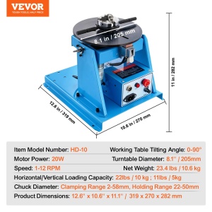 Mesa de sudura VEVOR HD-10, 20 W, 0-90 inclinare, capacitate 10 kg - Img 7