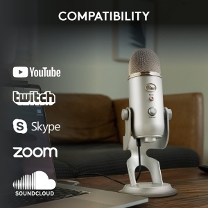 Microfon USB Blue Yeti Profesional pentru Streaming Podcasting Gaming Argintiu - Img 9