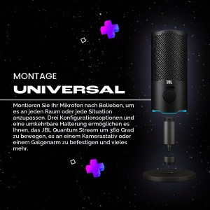 Microfon USB JBL Quantum Stream, Condensator, Negru - Img 6
