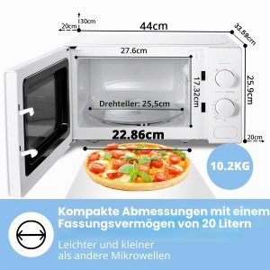 Microwava COMFEE CM-M202CC(WH), 20 Litri, 700 W, Alb - Img 4
