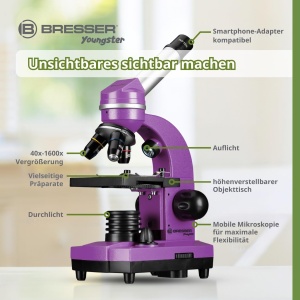 Mikroscop Bresser Junior BIOLUX SEL, violet, cu accesorii si zoom Barlow - Img 4