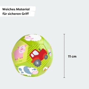 Minge pentru bebelusi HABA Babyball Bauernhof, 11 cm, material moale, design fermier - Img 4
