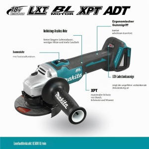 Mini-amoladora Makita DGA454Z, 18V, 115 mm, fara acumulator si incarcator - Img 2