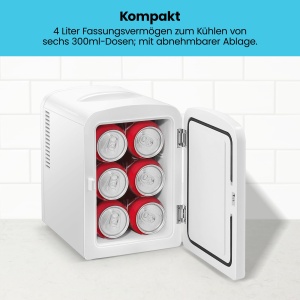 Mini frigider portabil alb Iceman, raceste si incalzeste, Frigider mic cu 4 litri, 6 compartimente pentru produse cosmetice, gustari, machiaj, curent alternativ/curent continuu, casa/masina/dormitor - Img 3
