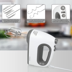 Mixer Bomann(r) | Motor puternic de 400 W | Mixer de mana | Turbo Stage si 5 niveluri de viteza | Mixere de mana | teluri si carlige de aluat din otel inoxidabil care pot fi spalate in masina de spalat vase | HM 6054 CB - Img 4