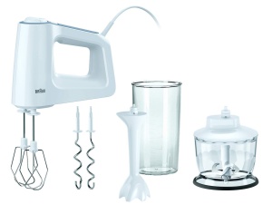 Mixer de mana Braun MultiMix 3 HM 3135, 500W, alb, cu accesorii