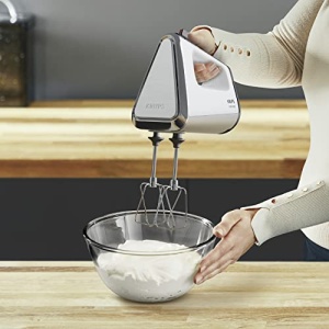 Mixer de mana Krups 3 Mix 9000, 750 wati, controler de viteza, mod turbo, maner ergonomic, mixer de mana incl. tel, carlig de aluat, atasament blender, ceasca de masurare, alb/argintiu, GN9121 - Img 11