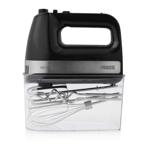 Mixer de mana Princess Power 500 - 3 atasamente de amestecare, 5 viteze de amestecare, 500 wati, cu cutie de depozitare, 222206, 01.222206.01.001, negru, argintiu - Img 6
