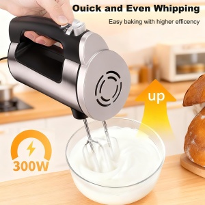 Mixer de mana VINATO 300W 6 trepte viteza 2 teluri si 2 carlige din inox protectie supraincalzire - Img 5