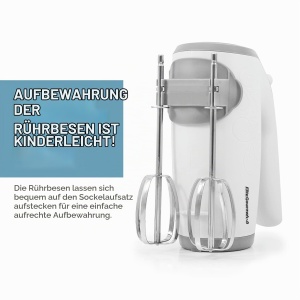Mixer electric Elite Gourmet EHM-003X, 5 viteze, alb, cu 2 teluri din inox - Img 5