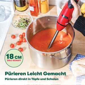 Mixer vertical BELLA 250W accesorii din inox rosu functie de mixare si pasare - Img 6