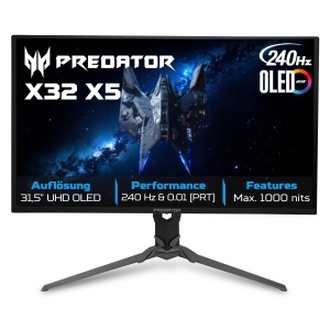 Monitor Gaming Acer Predator X32X5, 31.5 inch, 4K, 240Hz, OLED