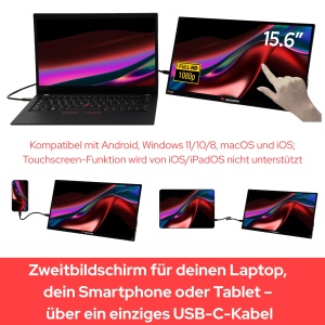 Monitor portabil Verbatim 15,6 inch 4K HDR, Touchscreen, USB-C - Img 5