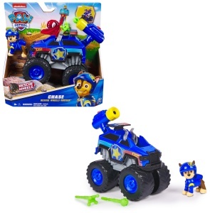 Monstertruck PAW Patrol Chase cu Roti Mari, Culoare Albastra, Include Figurina si Munitie