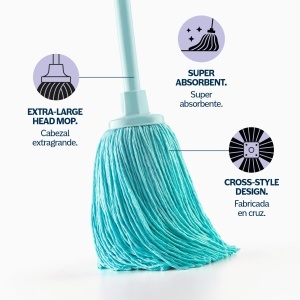 Mop din microfibra Blue Dolphin, 100 reciclat, 22 cm, superabsorbant, turcoaz - Img 4