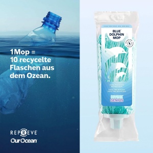 Mop din microfibra Blue Dolphin, cap de 22 cm, reciclabil, superabsorbant - Img 3