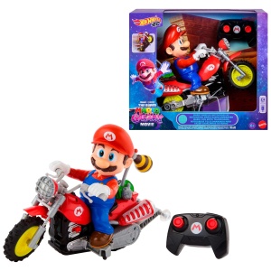 Motocicleta cu telecomanda Hot Wheels Mario Kart, Wheelie Motocross, detalii autentice