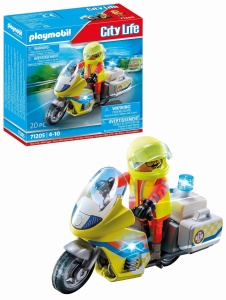 Motocicleta de salvare PLAYMOBIL 71205 cu lumini, 20 piese, pentru copii 4