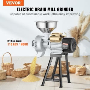 Moulin de cereale electrica VEVOR GM-002, 3000W, 50 kgh, inox - Img 2