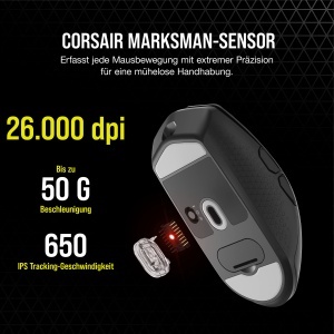 Mouse gaming wireless Corsair KATAR Elite - 26000 DPI, ultralight, negru - Img 6