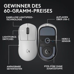 Mouse gaming wireless Logitech G PRO X SUPERLIGHT 2, 60 g, 44K DPI, alb - Img 6
