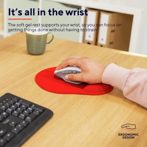 Mouse Pad Ergonomic Trust Bigfoot cu Gel Pad 236 x 205 mm, Suport pentru incheietura mainii Softgel, Suprafata din microfibra, Mouse pad cu suport pentru maini, Partea inferioara antiderapanta - Rosu - Img 2