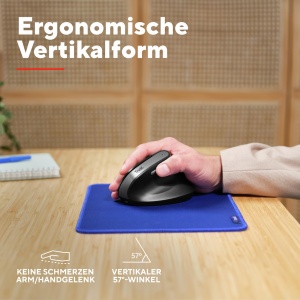 Mouse vertical reincarcabil Trust Yuno, mouse ergonomic wireless 2.4GHz, prevenirea cotului mouse-ului/cotului de tenis (sindrom RSI), 800-2400 DPI, 70% plastic reciclat, PC, laptop, Mac - negru - Img 3