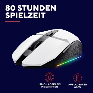 Mouse wireless gaming GXTrust Vylax 1108W 80 ore autonomie 4800 DPI LED multicolor Alb - Img 3