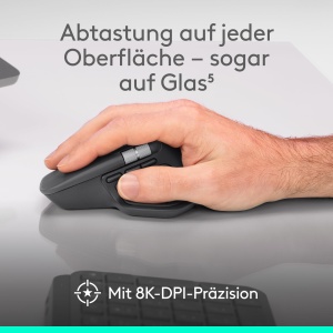 Mouse wireless Logitech MX Master 4 ergonomic feedback haptic incarcare USB-C Hellgrau - Img 5