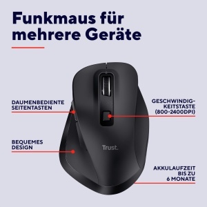 Mouse wireless reincarcabil Trust Fyda, Bluetooth 2.4GHz, 800-2400 DPI - Img 2