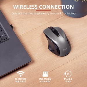 Mouse wireless Trust Nito ergonomic 6 butoane 800-2200 DPI negru - Img 2