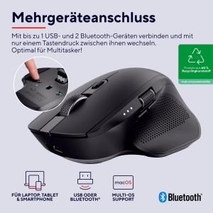 Mouse wireless Trust Ozaa, Bluetooth si 2.4GHz, reciclabil, negru - Img 2