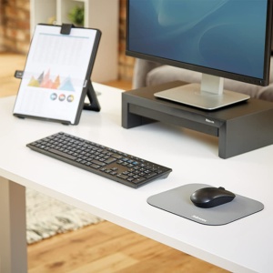 Mousepad Fellowes din spuma suprafata durabila din poliester culoare gri material reciclat 50 - Img 2