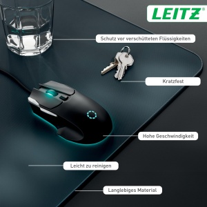 Mousepad Gaming Extra Mare Leitz 100 x 40 cm, Rutschfest, Gri - Img 2