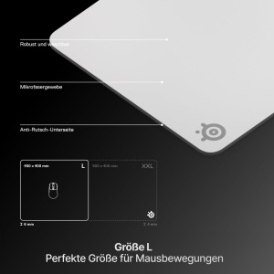 Mousepad Gaming SteelSeries QcK Heavy - Alb, 450 mm x 400 mm x 6 mm - Img 5