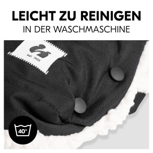 Muff pentru maini hauck, cu buzunar pentru telefon, fleece calduros, rezistent la apa, negru - Img 6