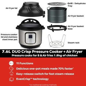 Multicooker Instant Pot Duo Crisp 11-in-1 7.6 L cu Friteuza cu Aer Cald - Img 4