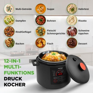 Multicooker NutriChef 5,7 L, 1000 W, 9 programe, negru - Img 2