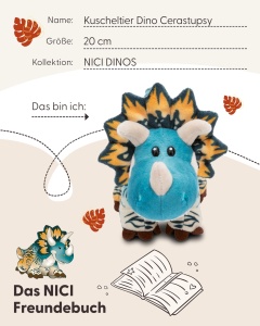 NICI Dino Cerastupsy 20cm Albastru Jucarie Plus Din Materiale Reciclate - Img 6