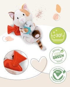 NICI Green Jucarie Plus Cu Sticla Termica 300ml Pisica Norocoasa Maro 30cm - Img 3
