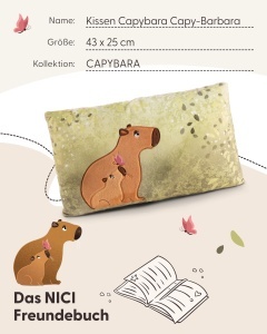 NICI Kuschelkissen Capybara 61226 Perna Plus Capybara Verde-Roz 43x25cm - Img 6